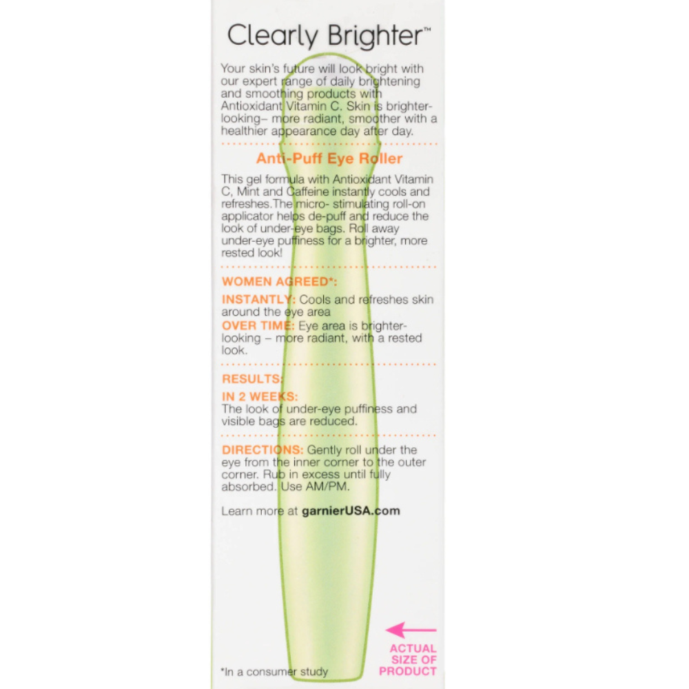 Garnier SkinActive Clearly Brighter Anti Puff Eye Roller, 0.5 fl oz