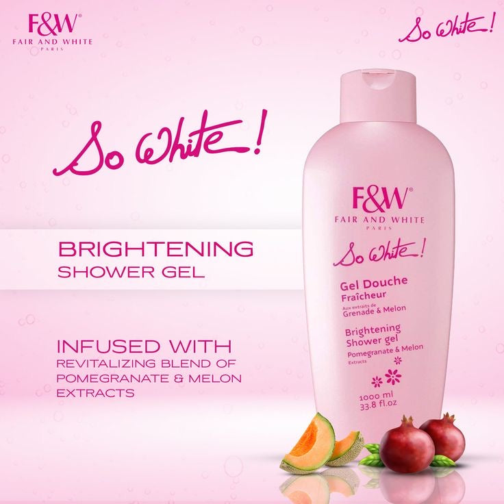 Fair and White So White! Refreshing Shower Gel with Pomegranate and Melon Extracts (Jumbo-1000ml)